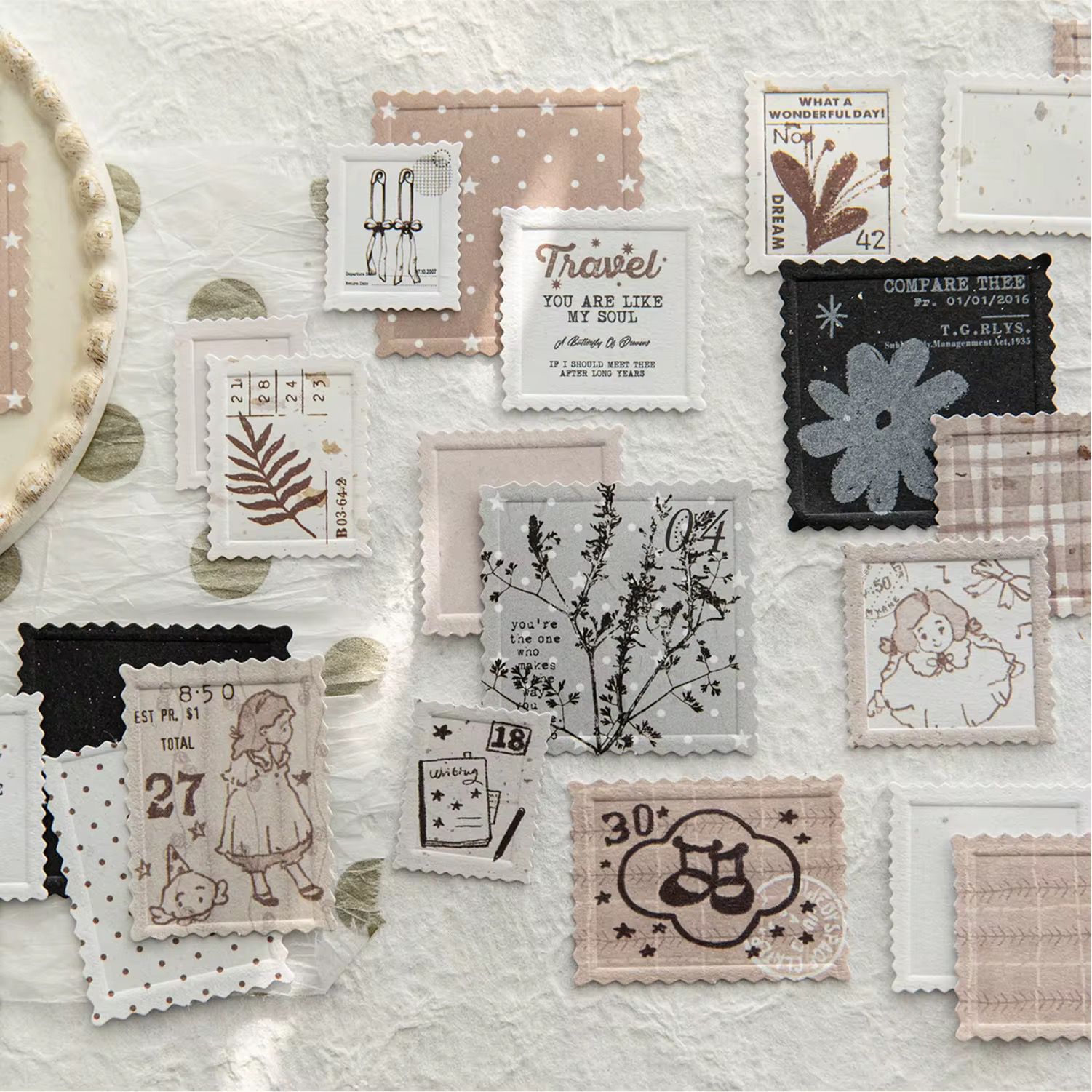 20 Stickers/Pack: Salt-colored market series stickers