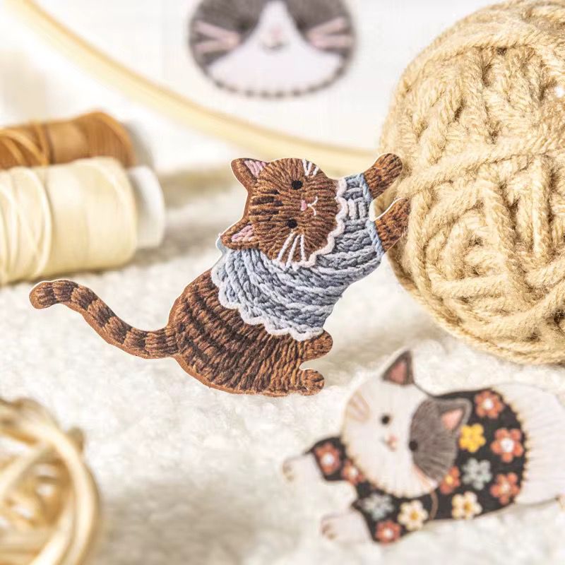 20 Stickers/Pack: Velvet embroidery cute pets