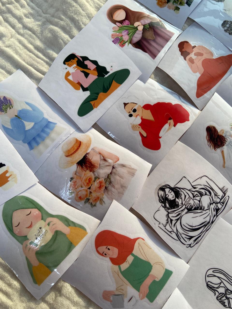 Girls, Coffee, and Flowers Stickers